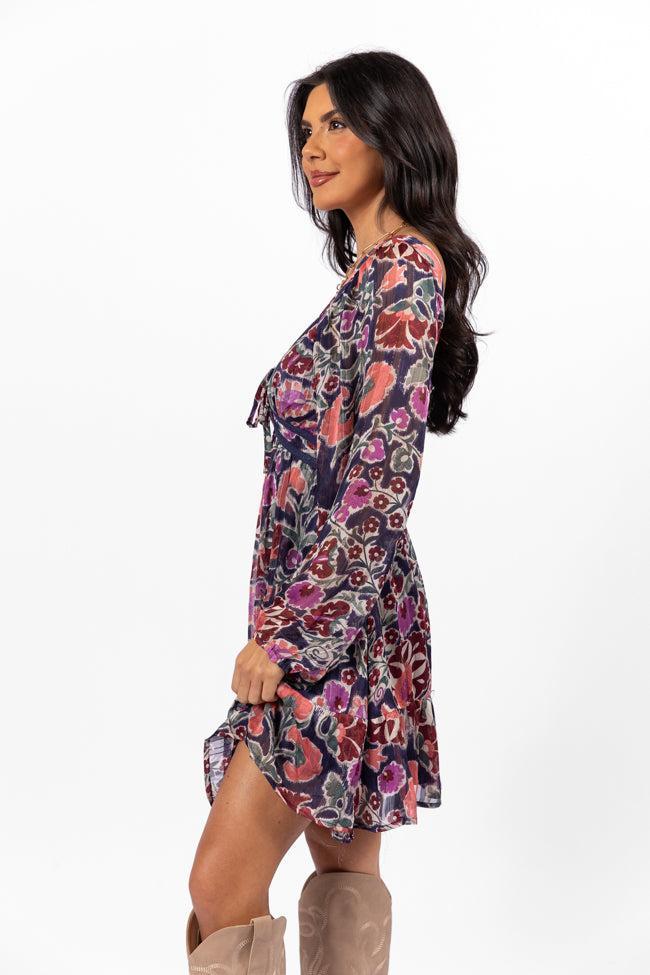 Whirlwind Romance Navy Multi Printed Sweetheart Dress FINAL SALE Product Image