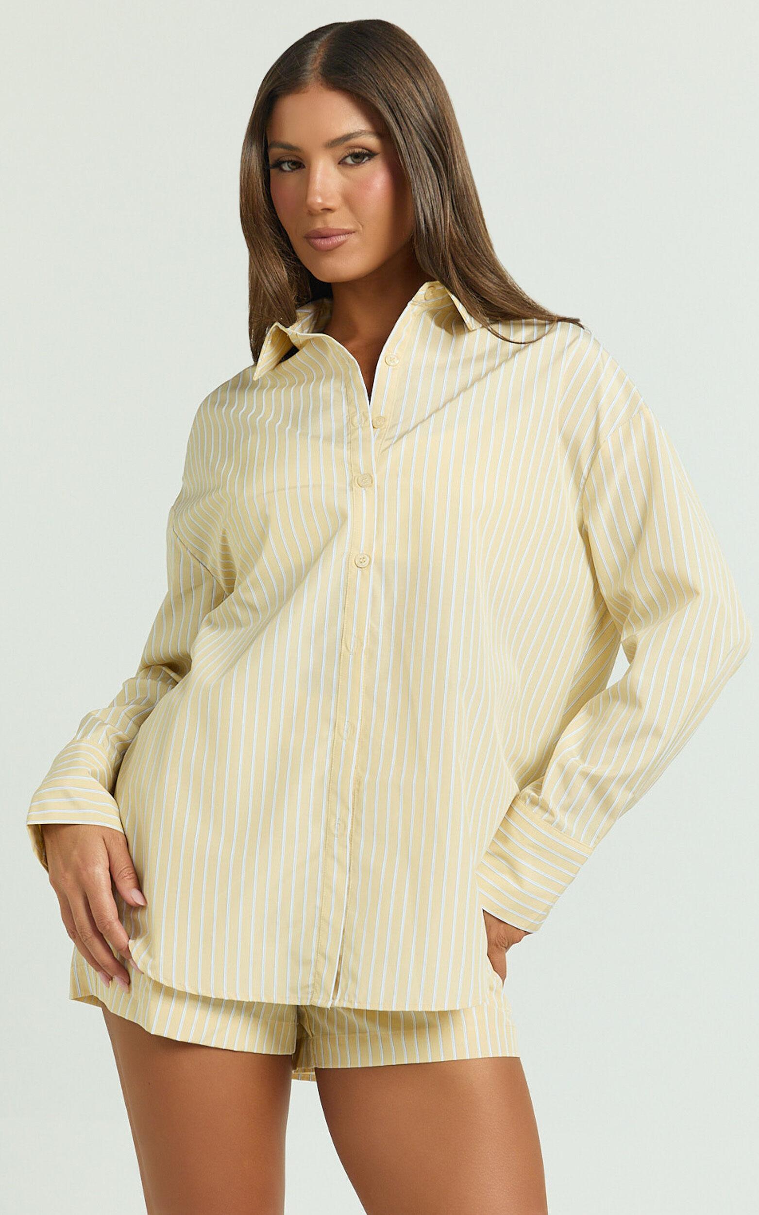 Terah Shirt - Button Up Shirt in Lemon Stripe Product Image