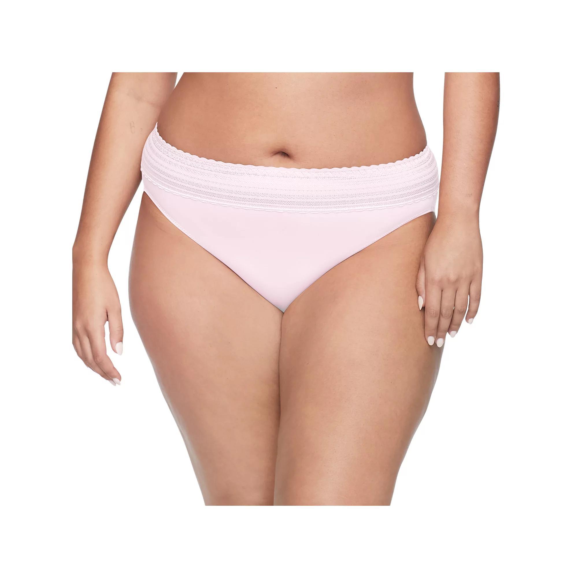 Warners No Pinching, No Problems® Dig-Free Comfort Waist with Lace Microfiber Hi-Cut 5109J, Women's, Size: XXXL, Pale Pink Product Image