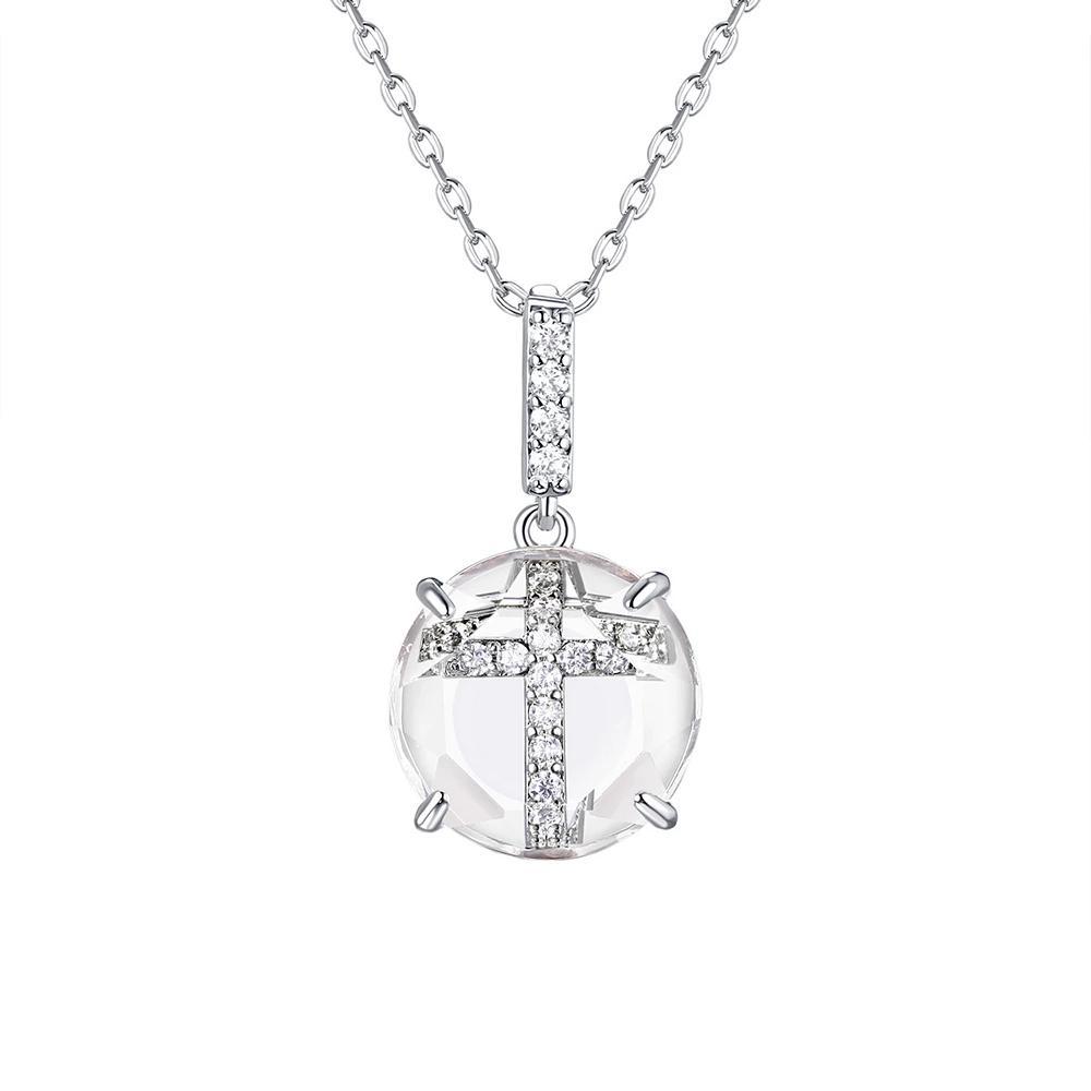 La Lumina Silver-Plated Cubic Zirconia Accent Cross Pendant Necklace, Womens Silver Tone White Product Image