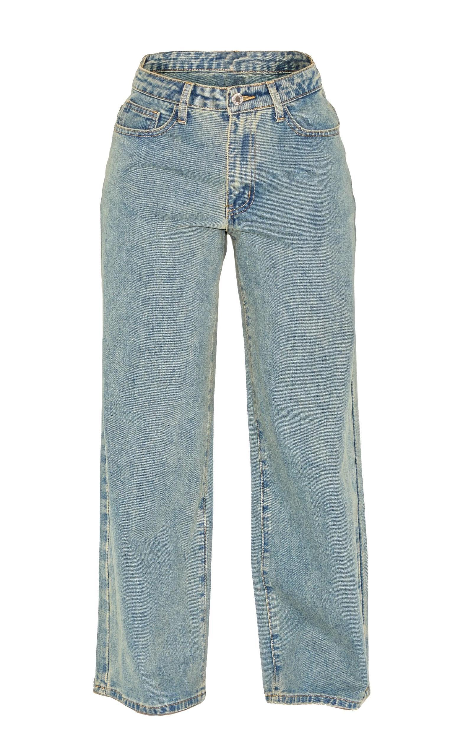 Petite Vintage Wash Washed Wide Leg Jeans Product Image