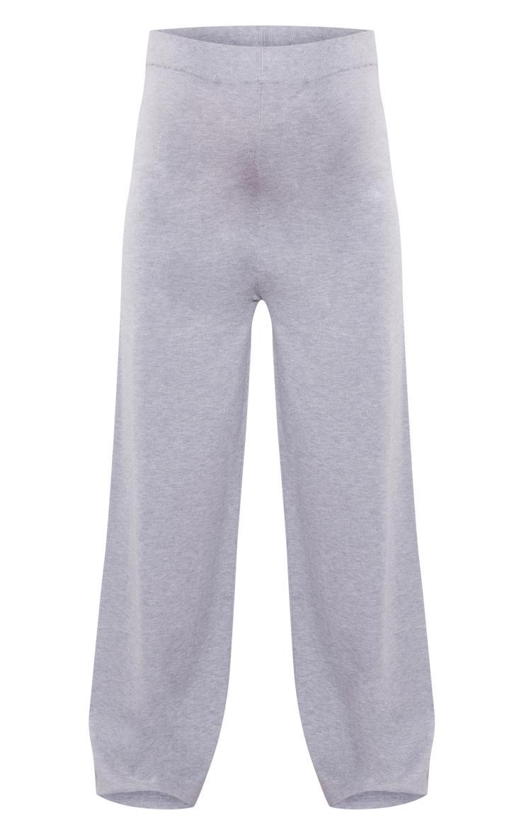 Maternity Grey Knitted Wide Leg Pants Product Image