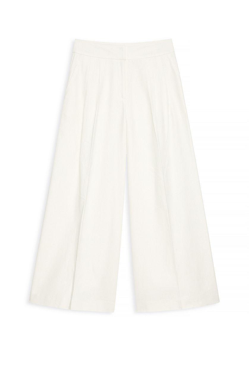Linen Blend Wide Mid Waist Pants Product Image