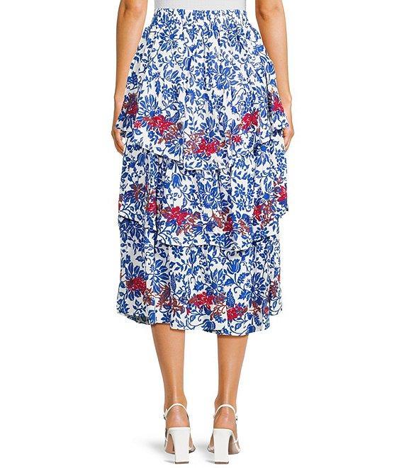 C&V Chelsea & Violet Embroidered Tiered Midi Skirt Product Image
