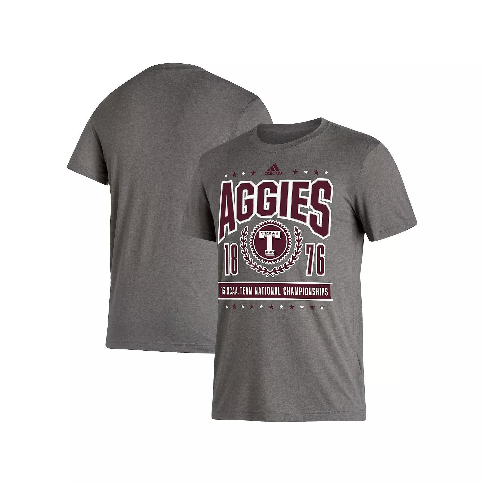 Men's adidas Heather Charcoal Texas A&M Aggies 13 NCAA Team National Championships Reminisce Tri-Blend T-Shirt, Size: Large Product Image