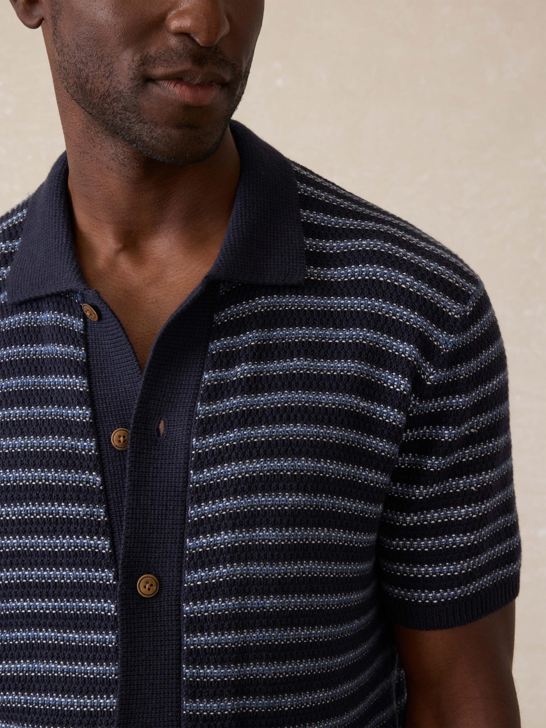Short-Sleeve Sweater Shirt - Northern Depths Stripe Male Product Image