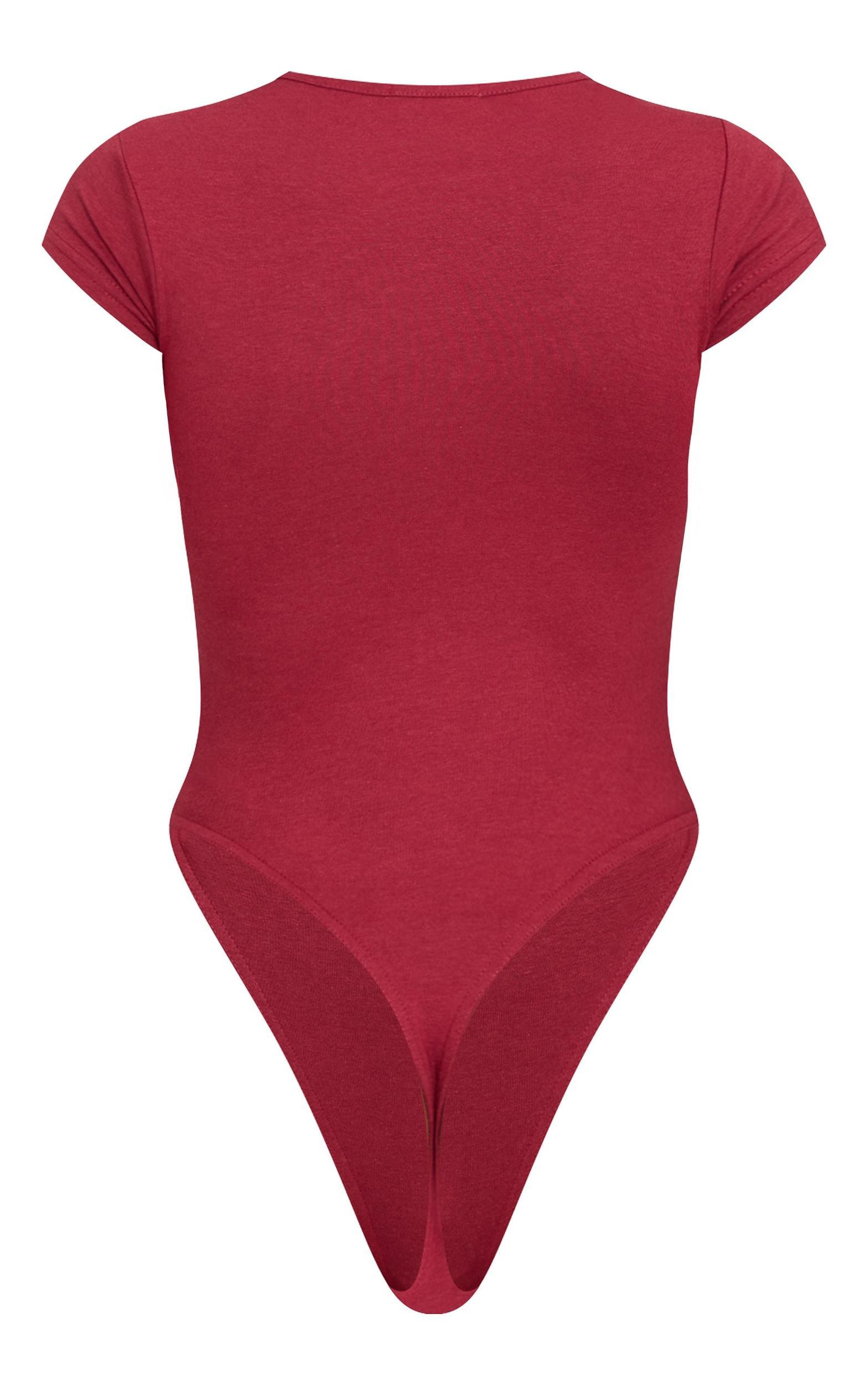 Burgundy Modal Cotton T Shirt Bodysuit Product Image