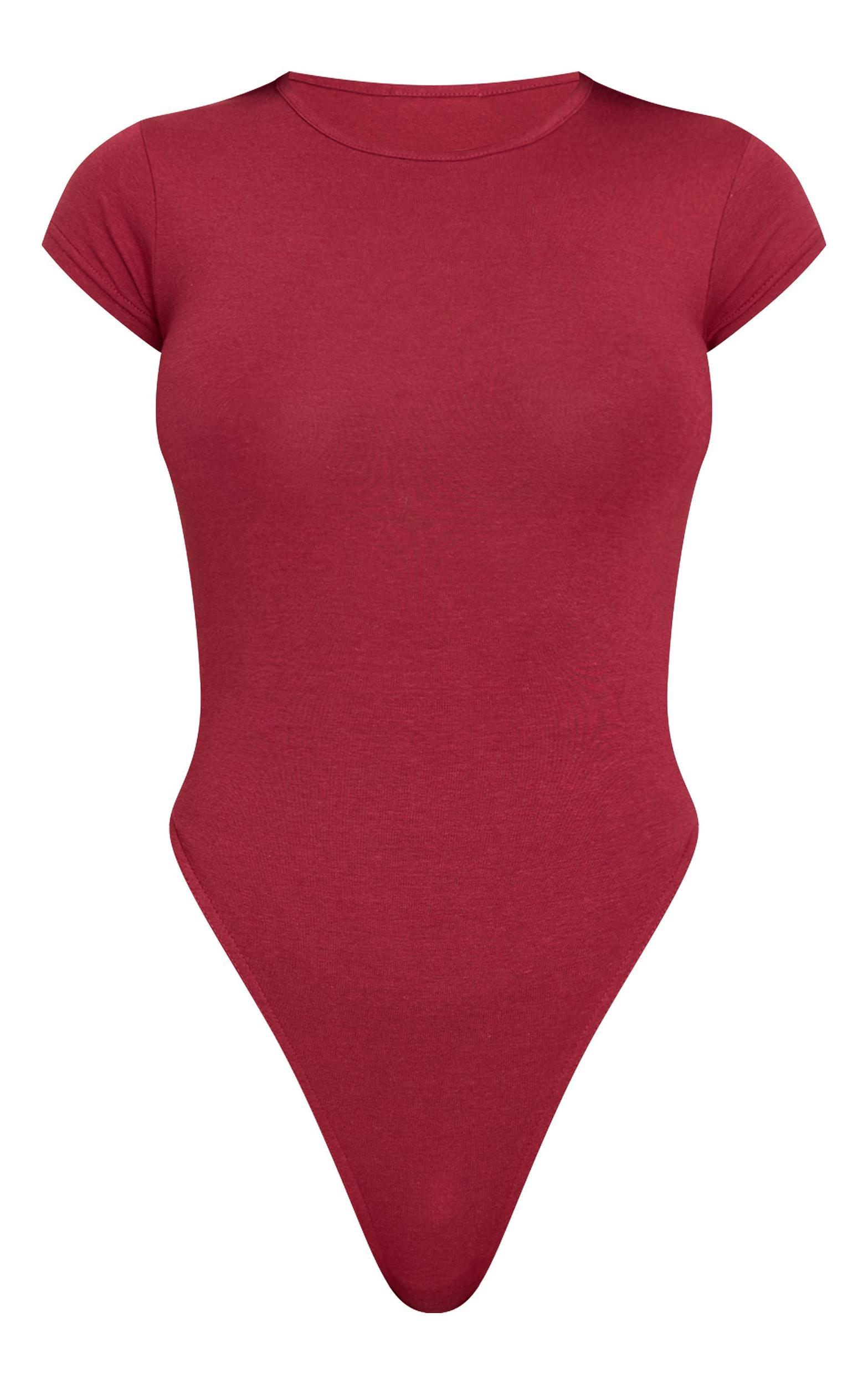 Burgundy Modal Cotton T Shirt Bodysuit Product Image