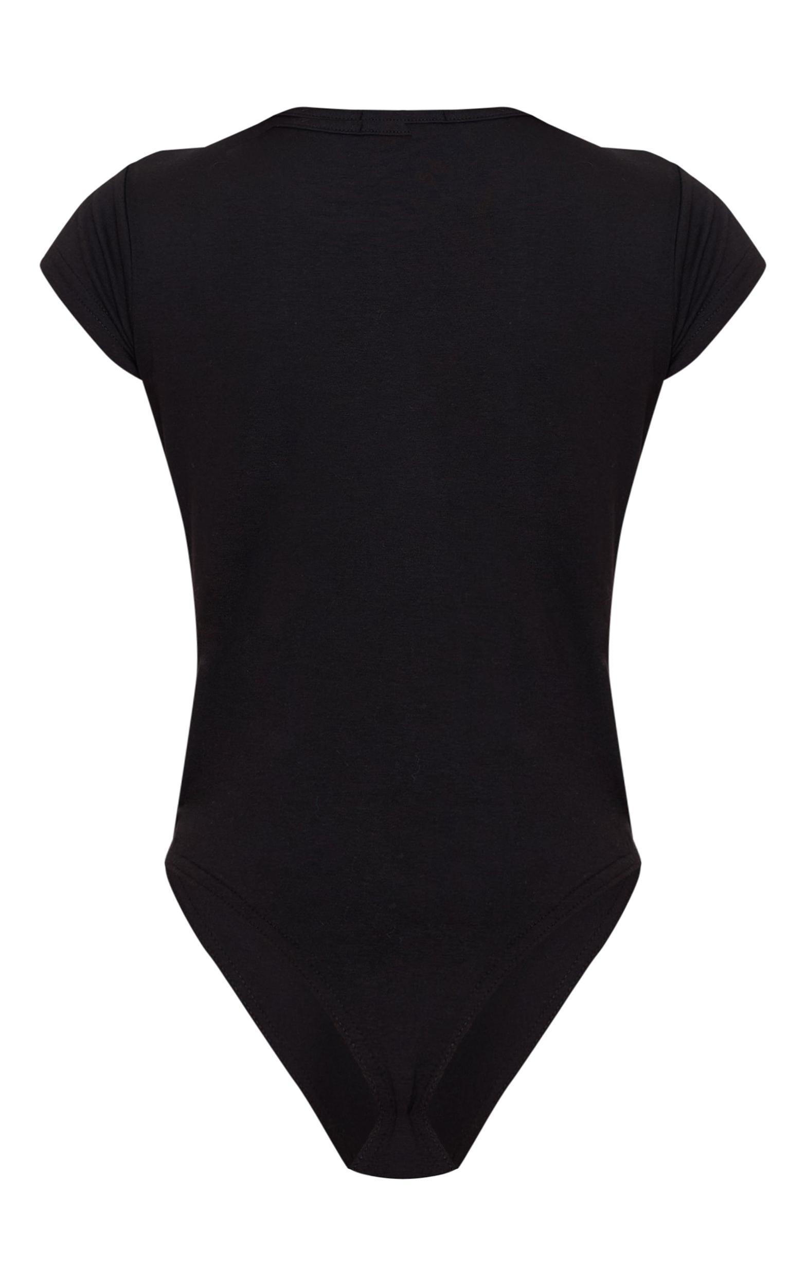 Petite Black Modal Cotton T-shirt Bodysuit Product Image