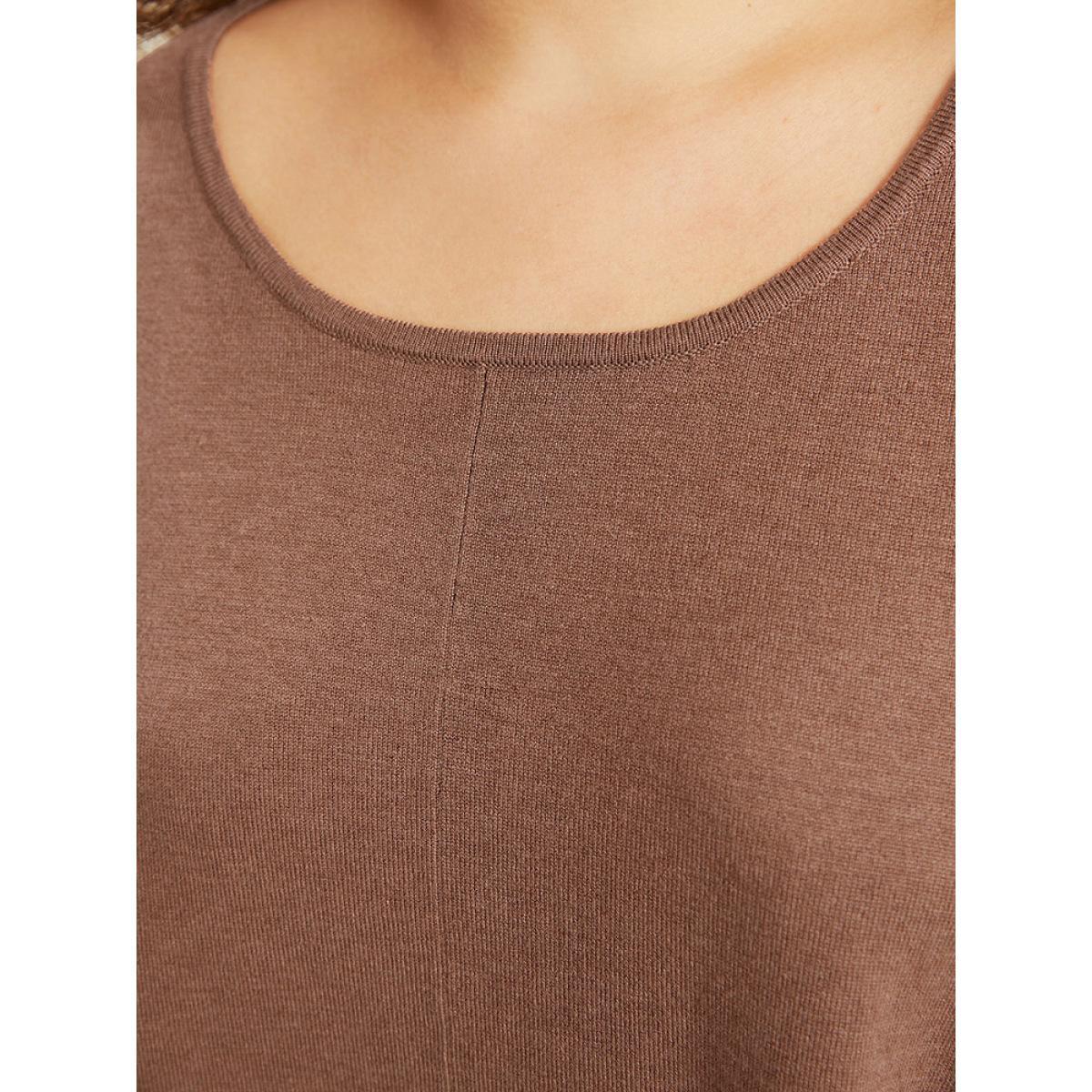 Plus Size Supersoft Essentials Plain Dolman Sleeve Pullover Tan Women Casual Loose Sleeveless Round Neck Dailywear Pullovers BloomChic 18-20/2X Product Image