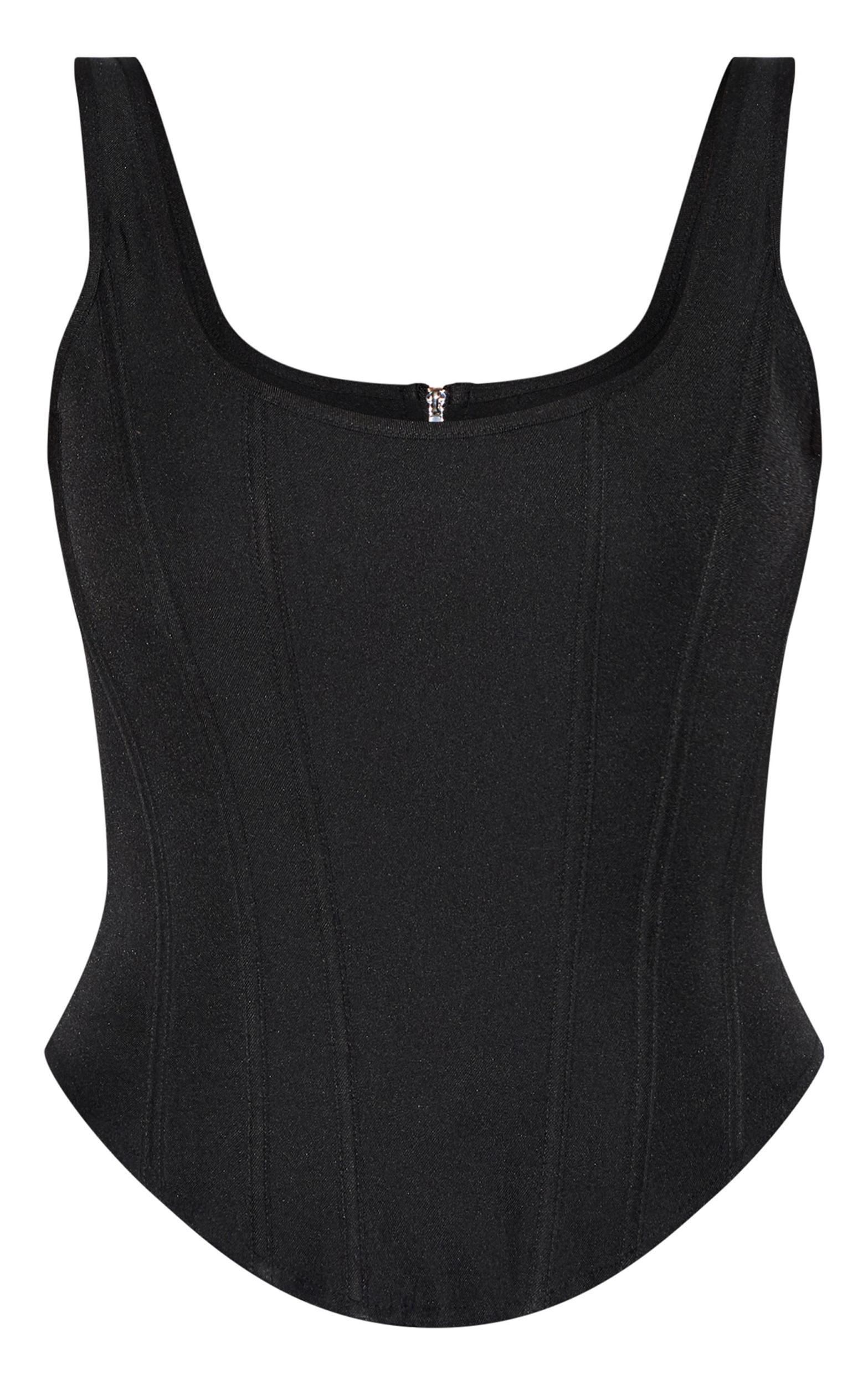 Black Boned Dip Hem Longline Corset Product Image