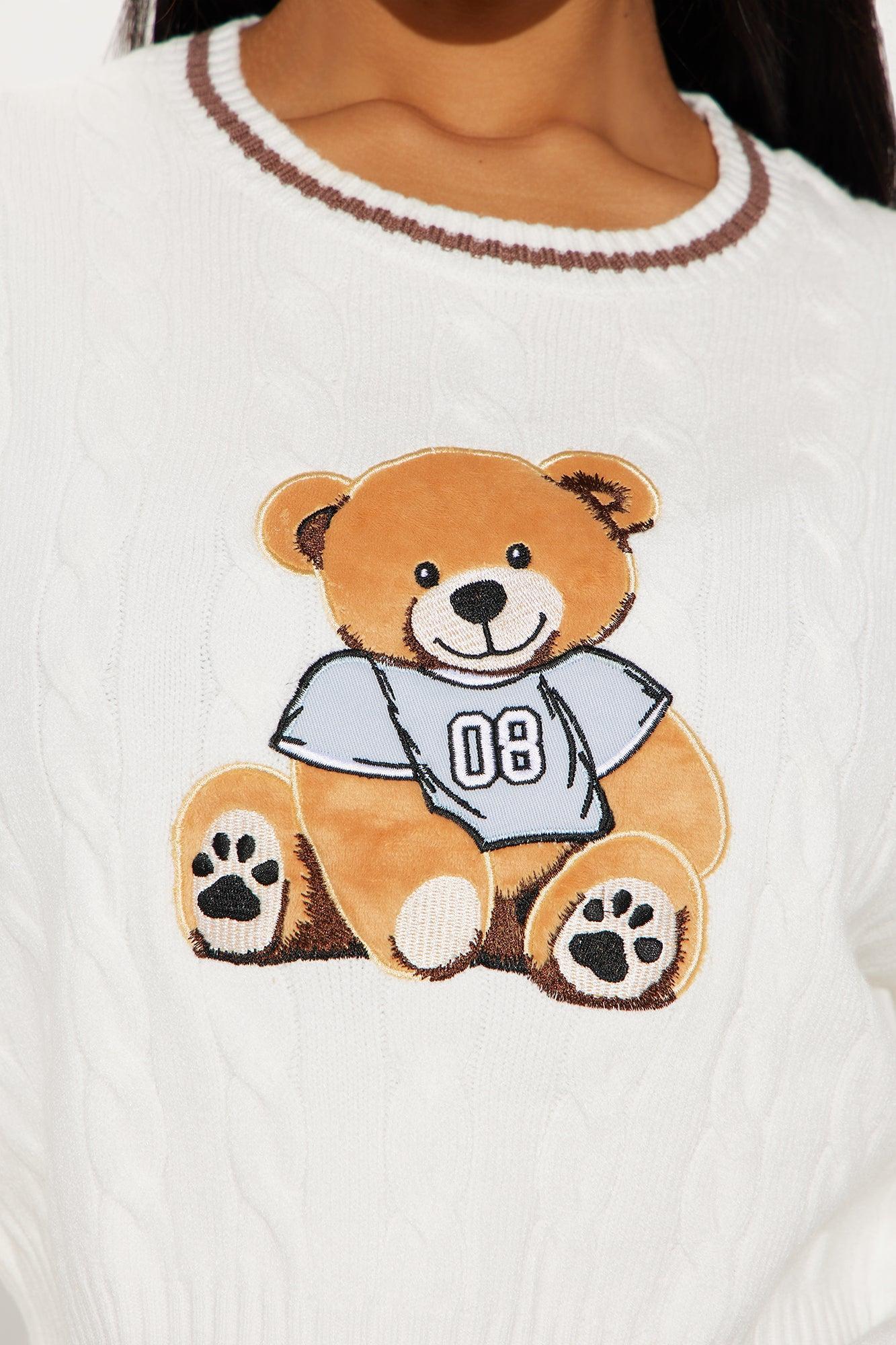 Jana Cable Knit Bear Sweater - Ivory/combo Product Image