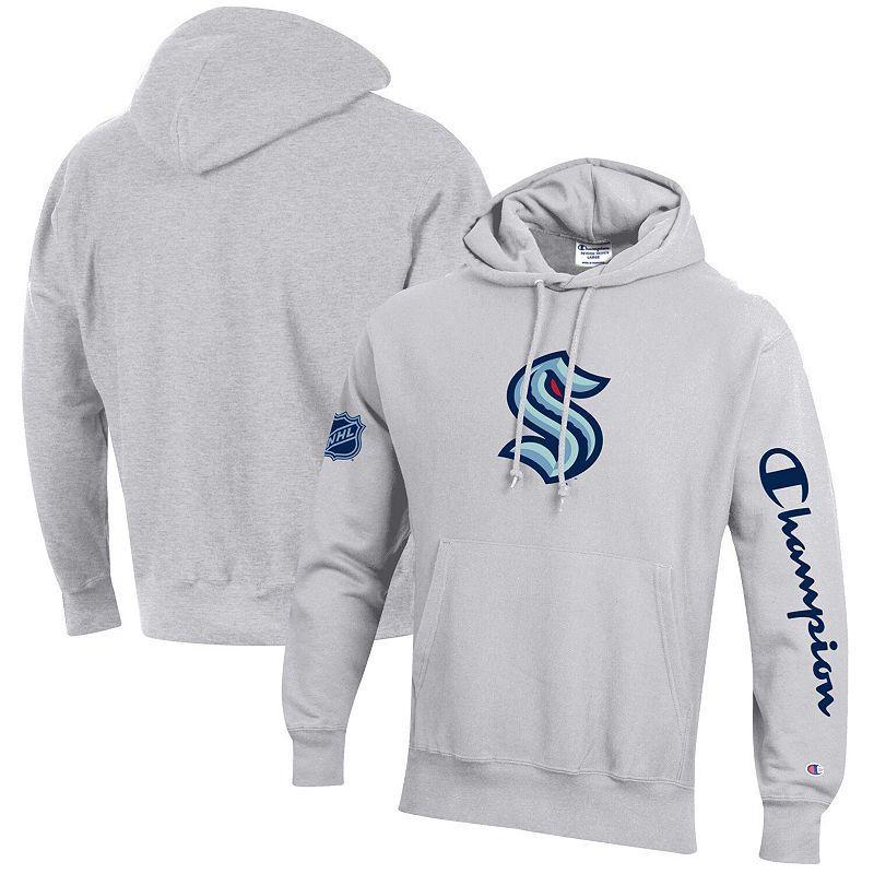 Mens Champion Heathered Gray Seattle Kraken Reverse Weave Pullover Hoodie Product Image