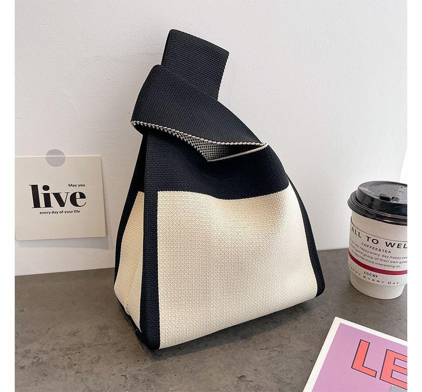 Two Tone Knit Tote Bag Product Image
