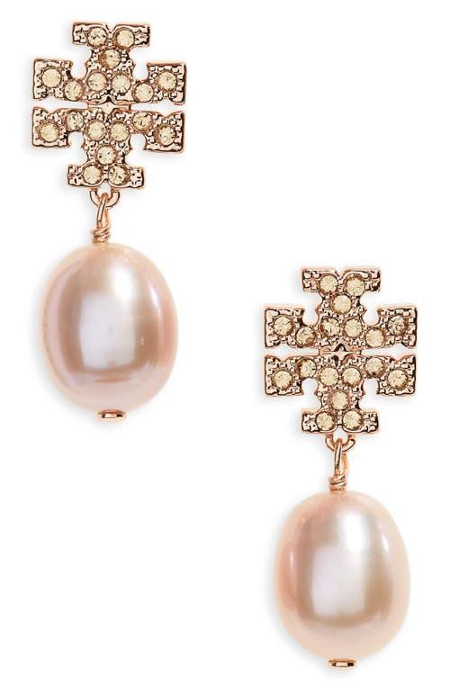 Womens Goldtone, Crystal & Faux-Pearl Logo Drop Earrings Product Image