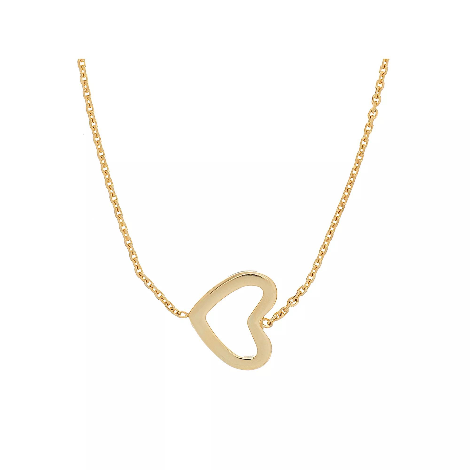 14k Gold Heart Necklace, Women's, Size: 18", Yellow Product Image