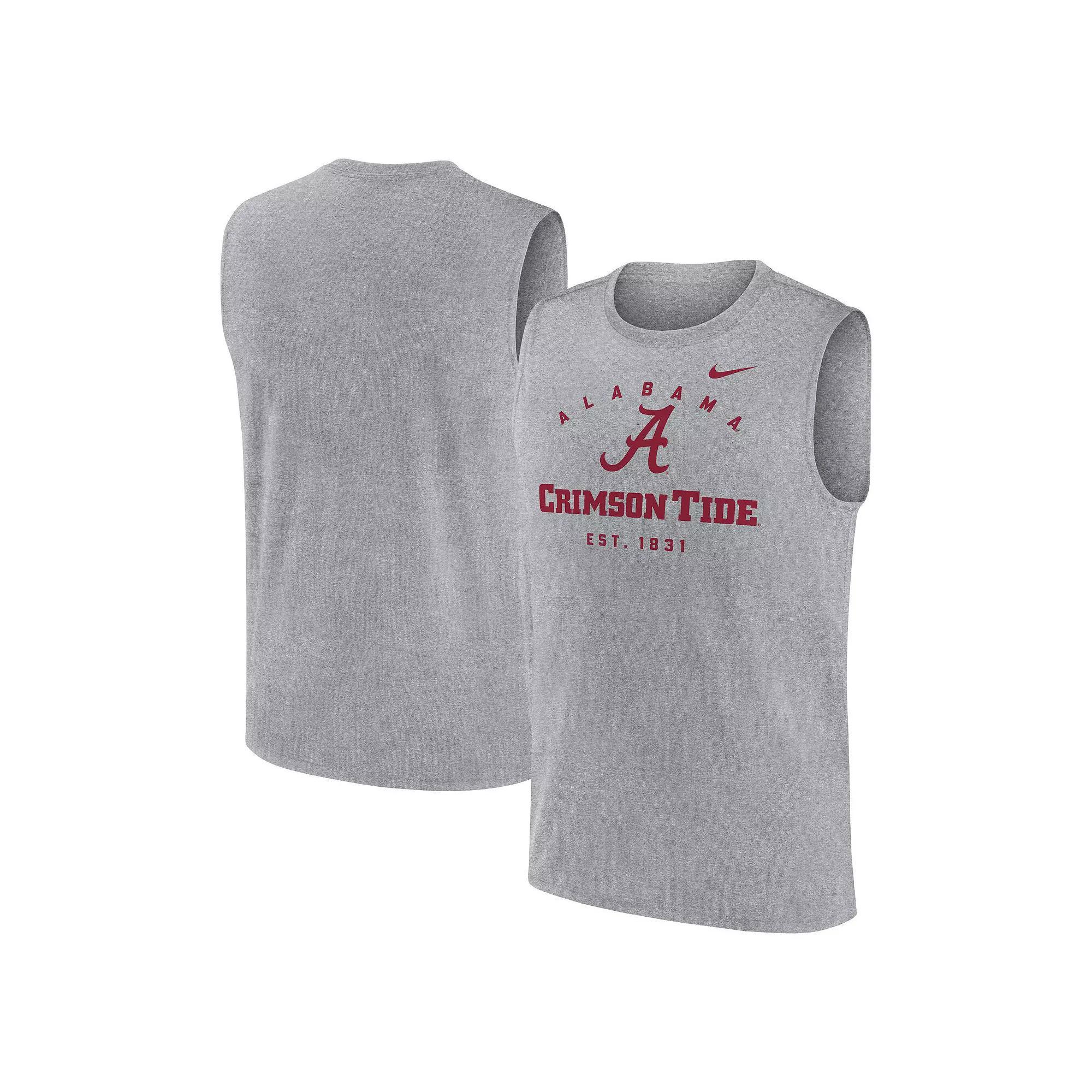 Men's Nike Heather Gray Alabama Crimson Tide Primetime Legend Lock Up Performance Muscle Tank Top, Size: XL, Grey Product Image