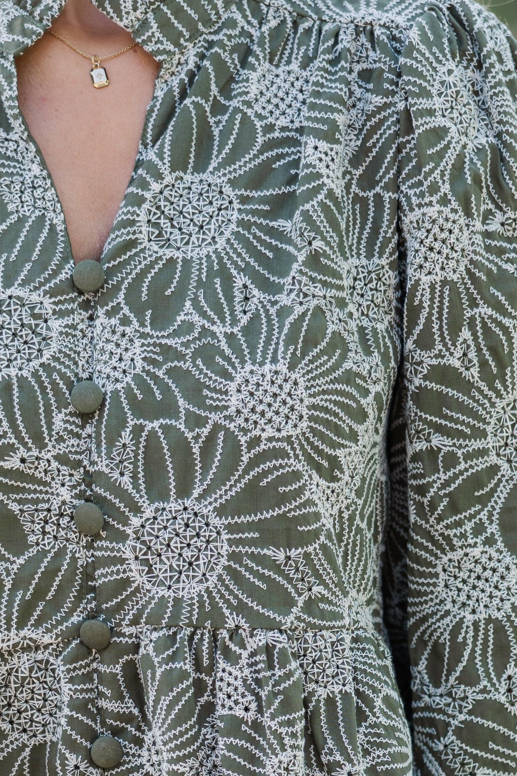 Thoughtful Wishes Olive Green Floral Dress Female Product Image
