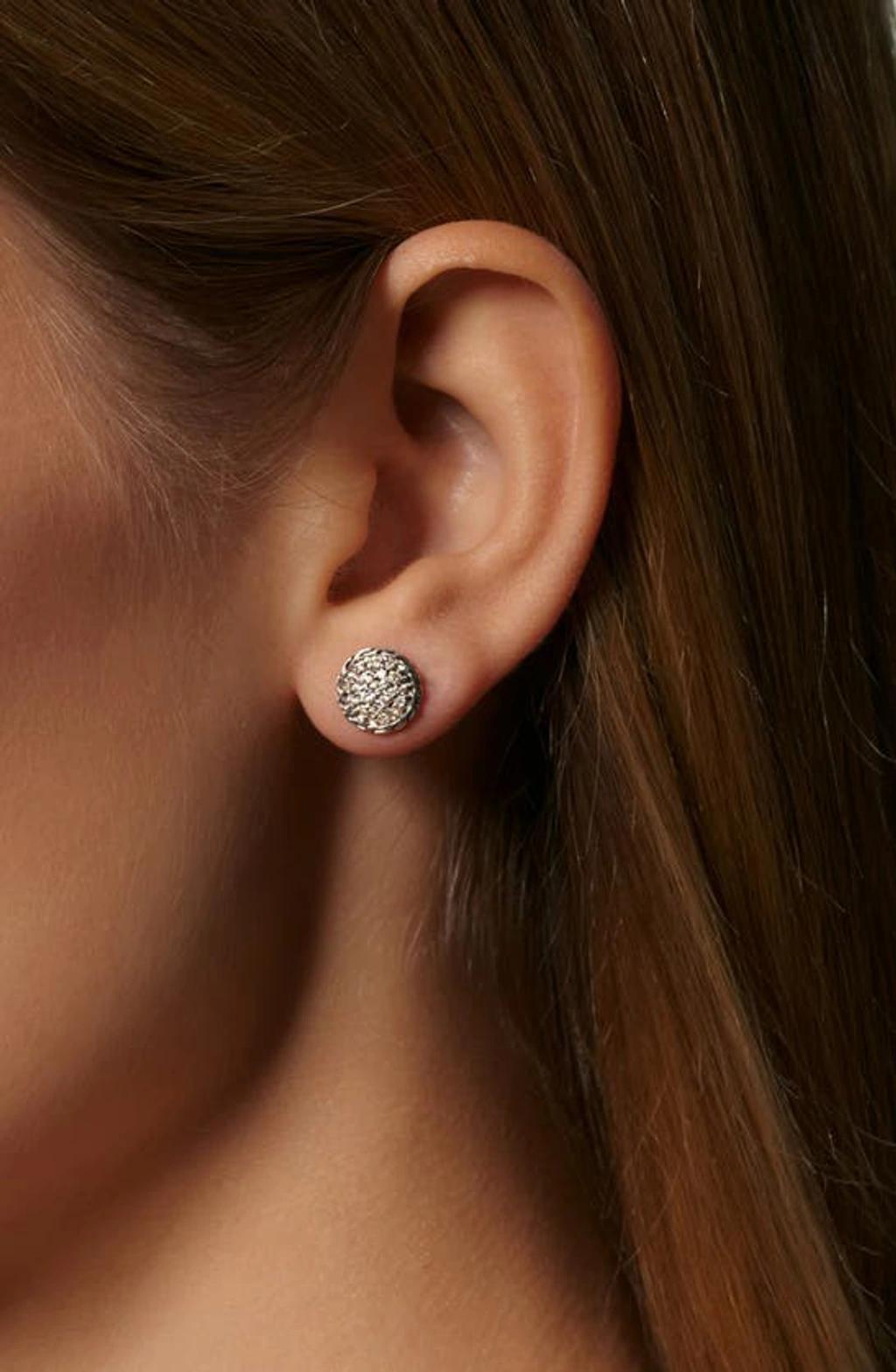 JOHN HARDY Chain Classic Pavé Diamond Stud Earrings In Silver Product Image