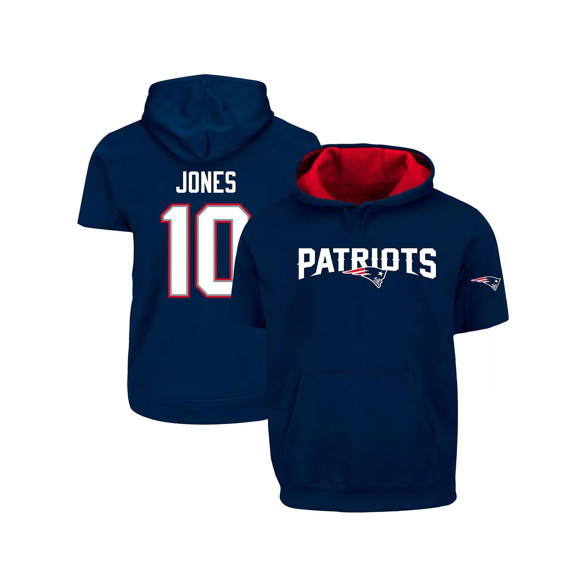Mens Mac Jones New England Patriots Big & Tall Short Sleeve Pullover Hoodie Blue Product Image