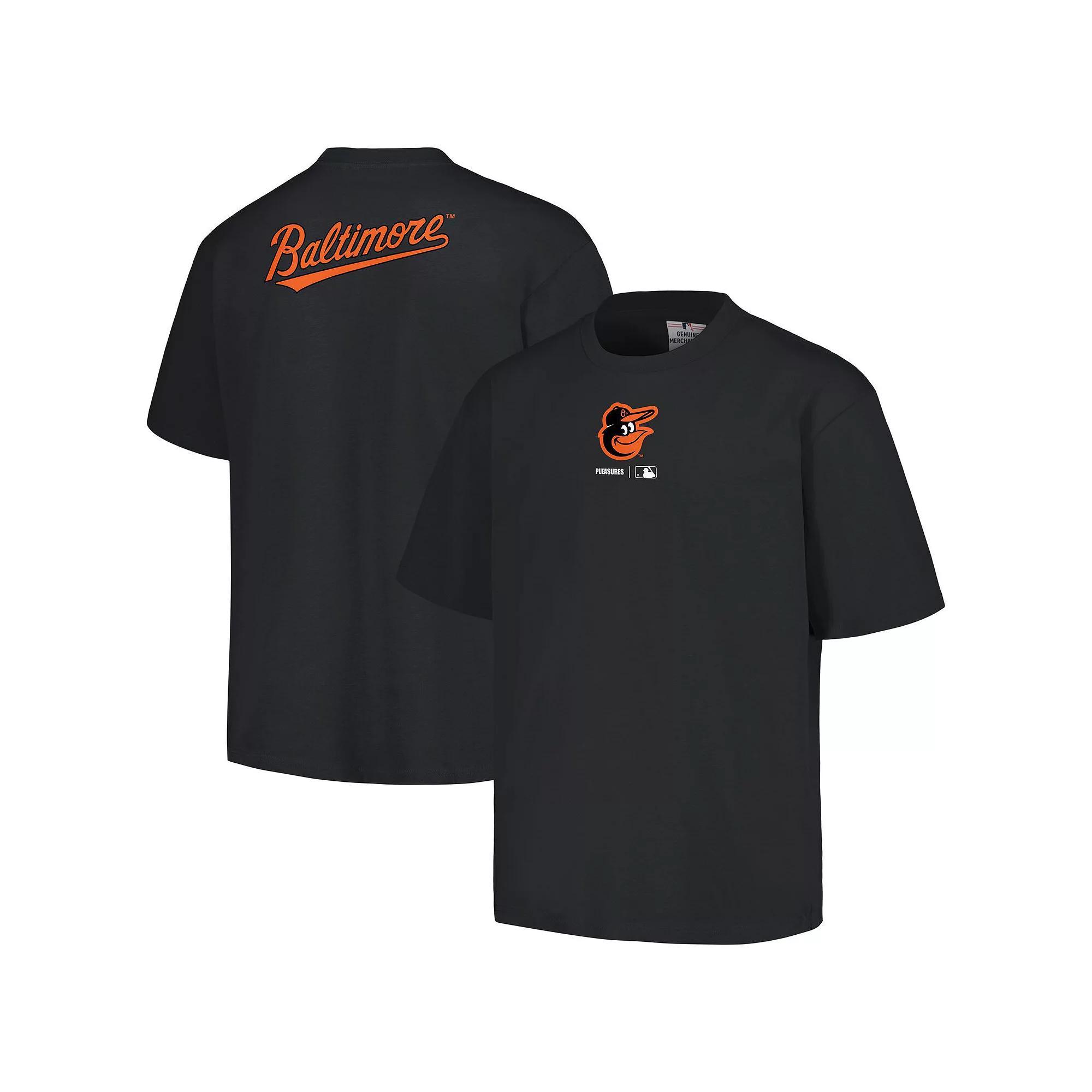 Men's PLEASURES  Black Baltimore Orioles Mascot T-Shirt, Size: Medium Product Image