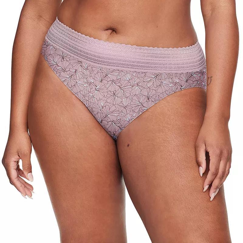 Warners No Pinching, No Problems Dig-Free Comfort Waist with Lace Microfiber Hi-Cut 5109J, Womens Purple Liles Product Image
