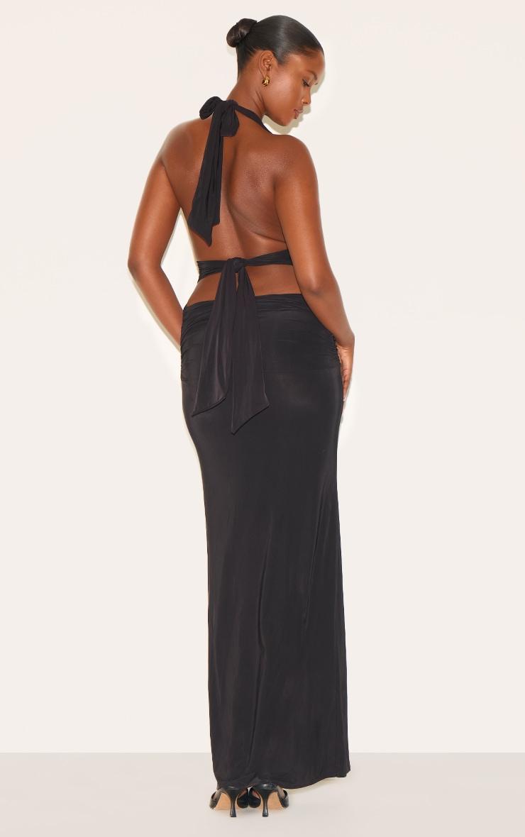 Black Slinky Extreme Plunge Maxi Dress Product Image