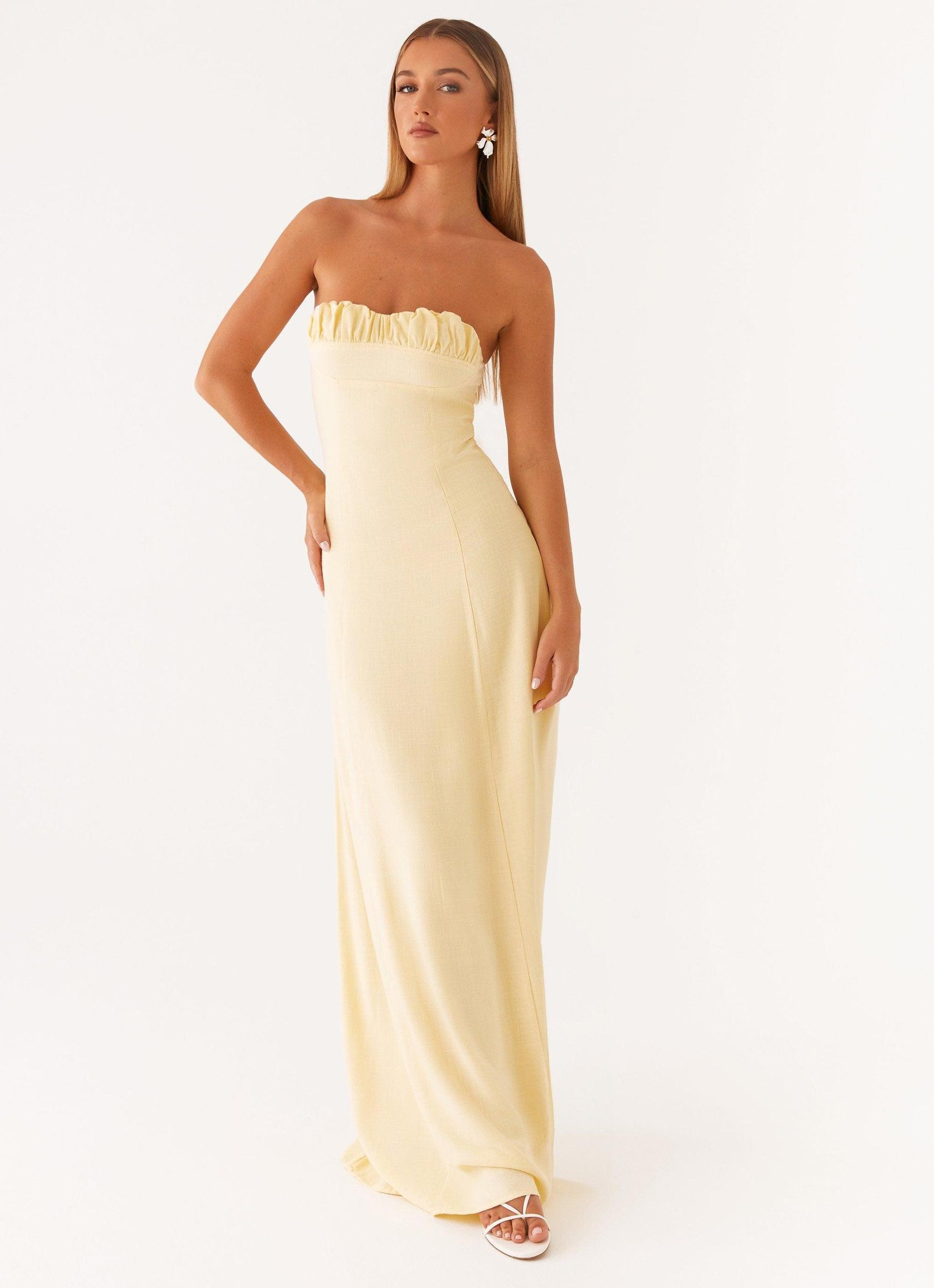 Tayla Linen Maxi Dress - Yellow Product Image