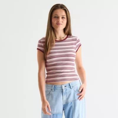 Arizona Womens Round Neck Short Sleeve Juniors T-Shirt Product Image