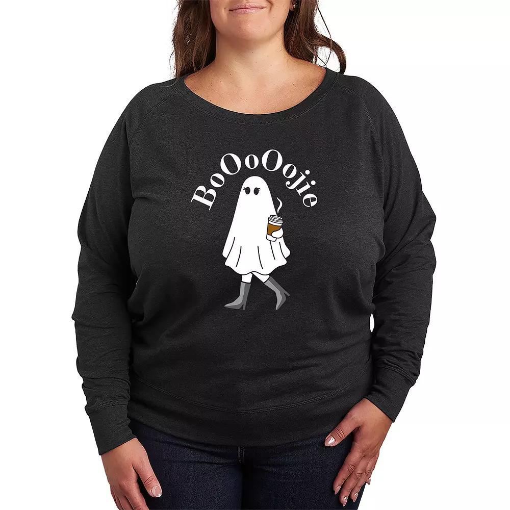 Plus Size Bat Pinup French Terry Long Sleeve Tee, Womens Heather Grey Product Image