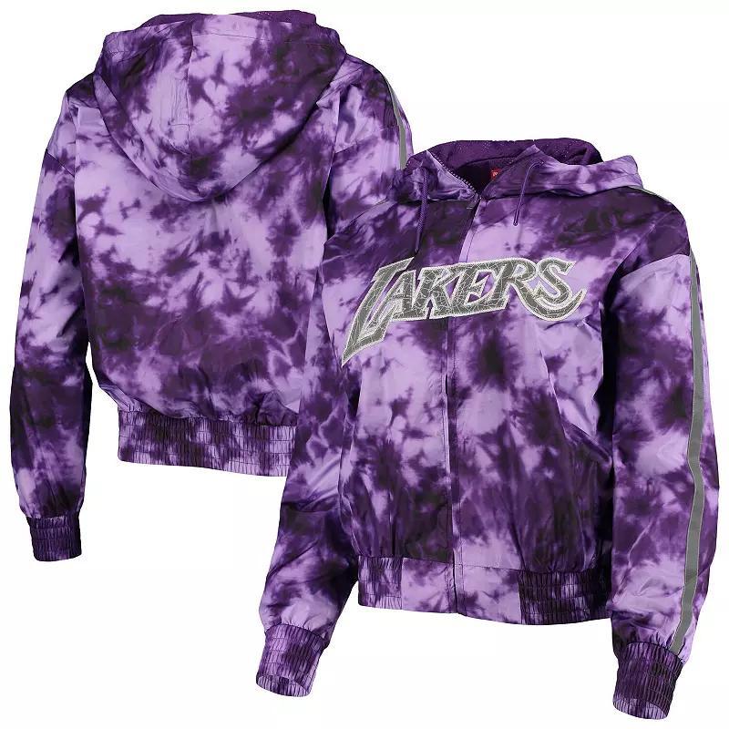 Women's Mitchell & Ness Purple Los Angeles Lakers Galaxy Sublimated Windbreaker Pullover Full-Zip Hoodie, Size: Large Product Image
