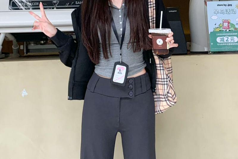 High Rise Plain Flared Pants Product Image