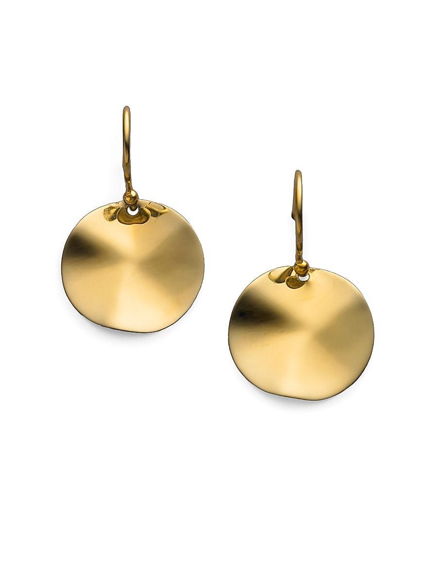Womens Glamazon Sculptural Metal 18K Yellow Gold Mini Wavy Disc Drop Earrings Product Image