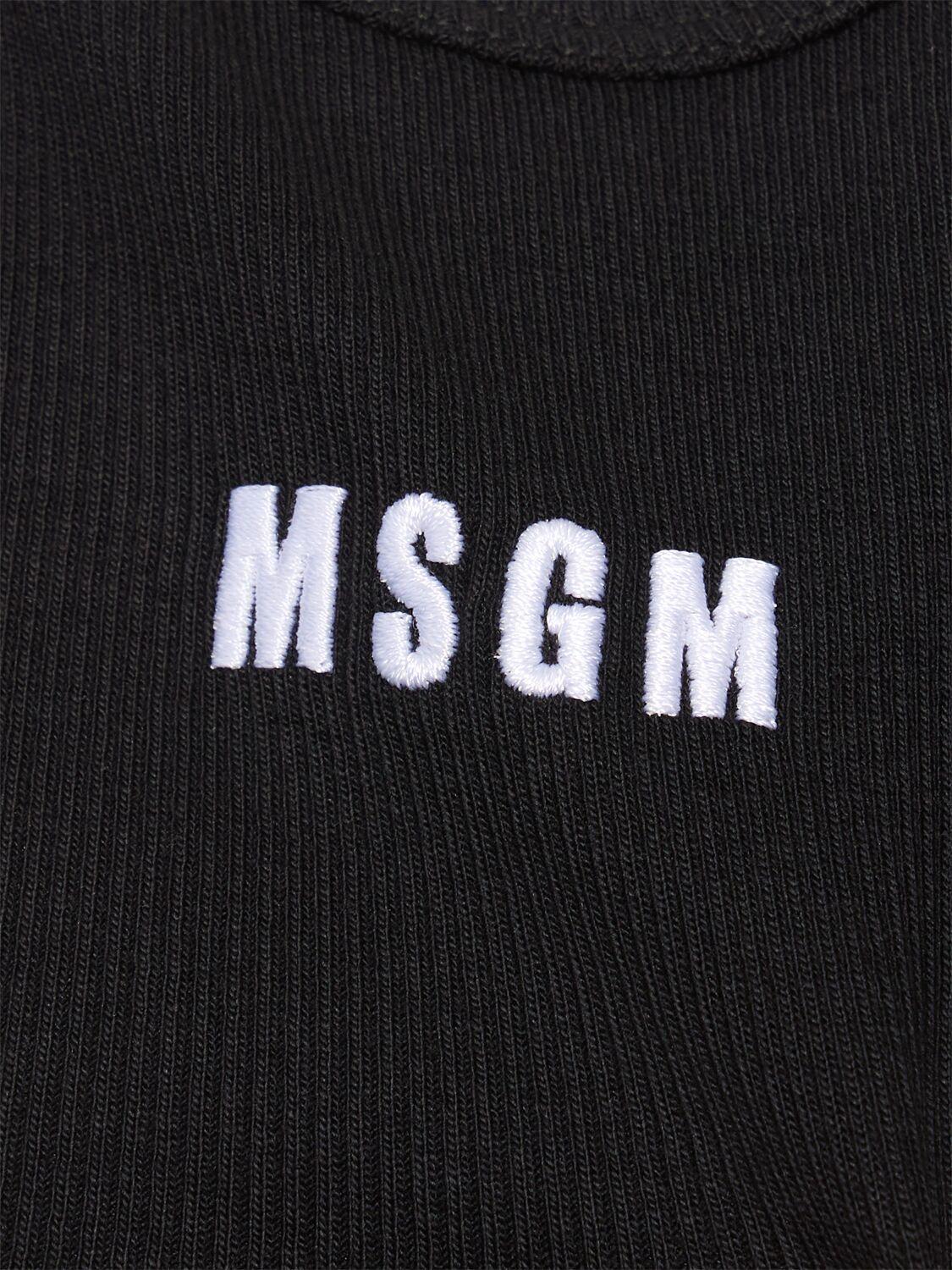 MSGM Cotton Jersey Logo Tank Top In Black Product Image