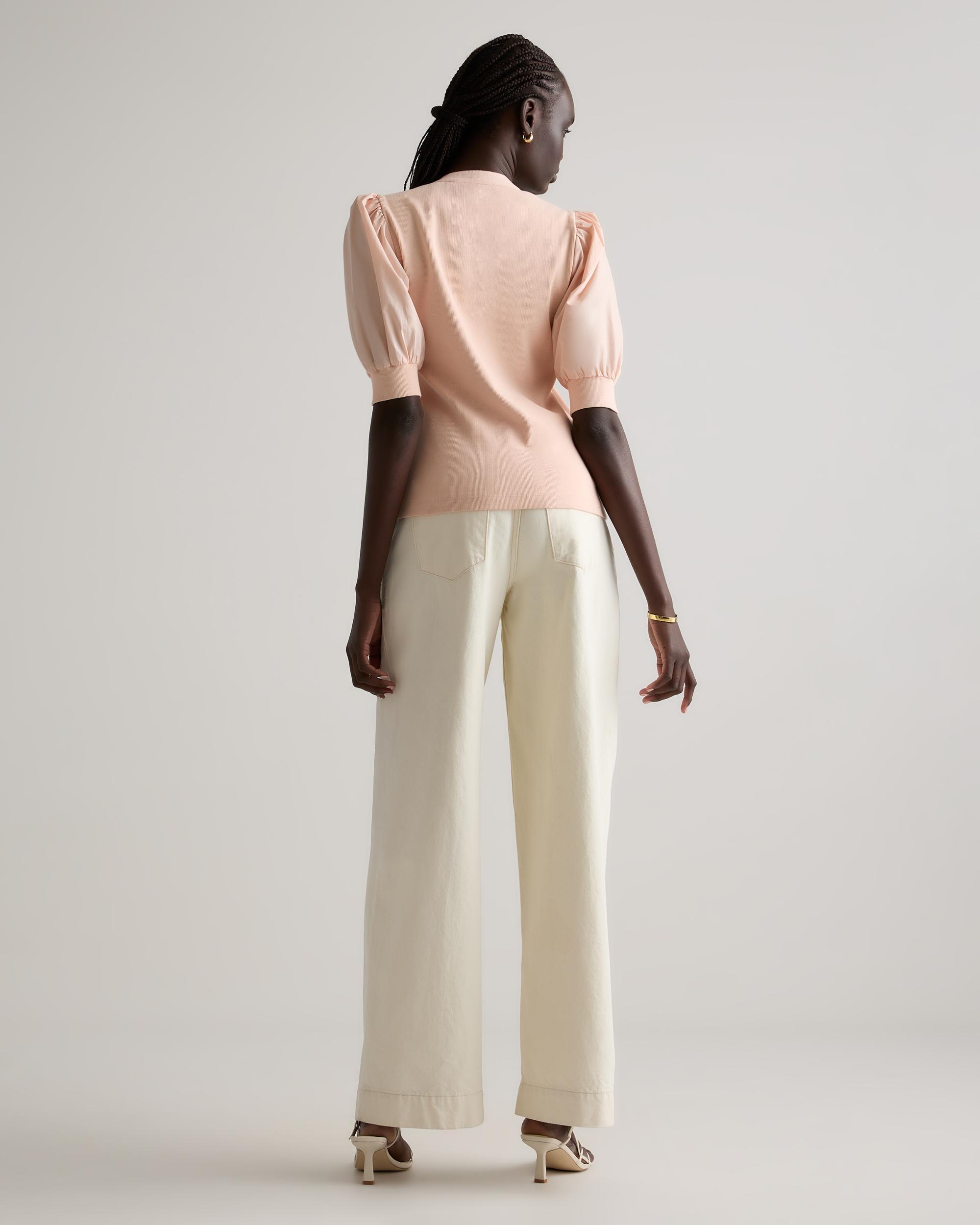 Quince | Women's Cotton Mixed Media Puff Sleeve Top Tencel Product Image