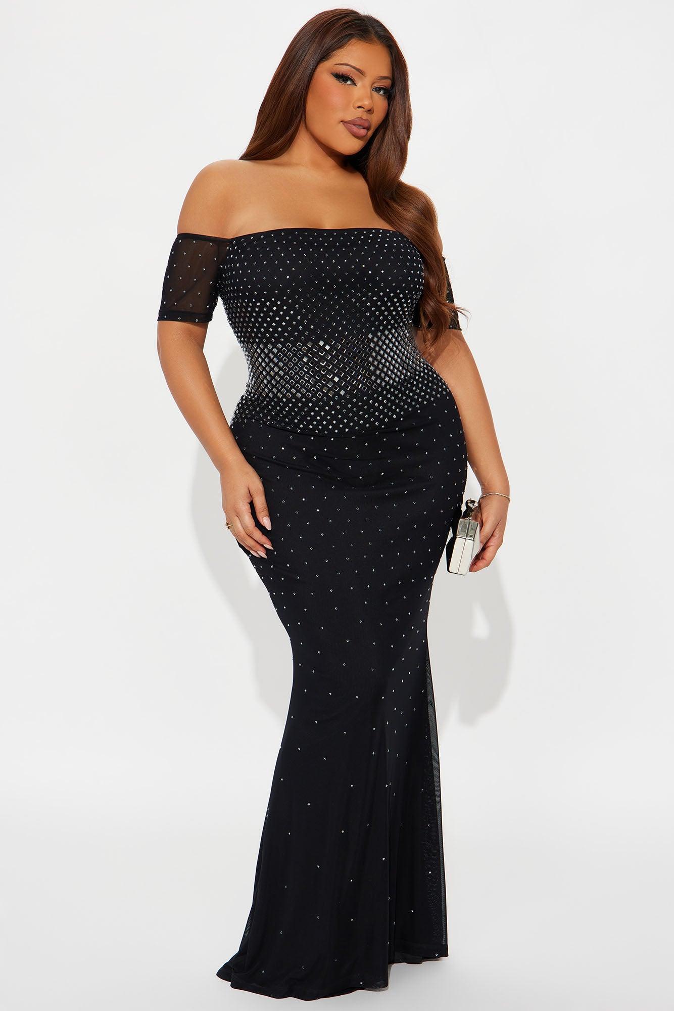 Alaia Rhinestone Mesh Maxi Dress - Black Female Product Image