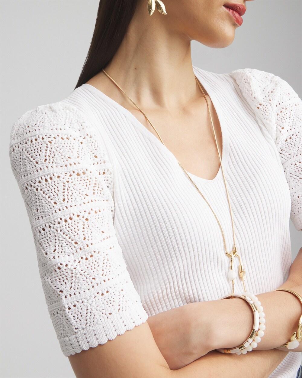 Pointelle Sleeve Pullover Product Image