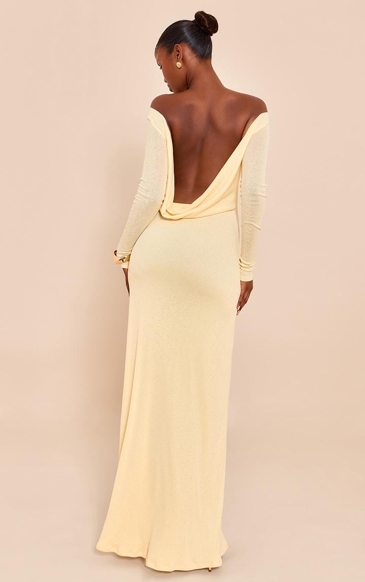 Butter Cream Double Layer Onion Skin Cowl Back Maxi Dress Product Image