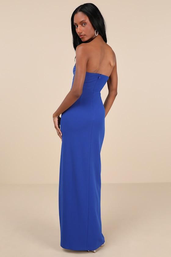 Parveen Cobalt Blue Strapless Column Maxi Dress Product Image