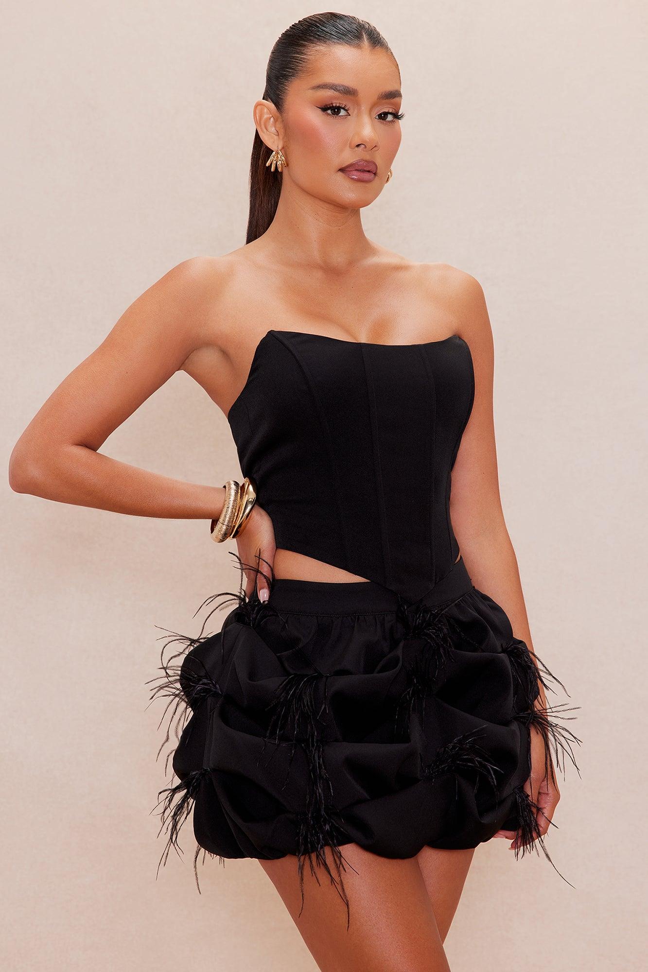 Chloe Corset Mini Skirt Set - Black Product Image