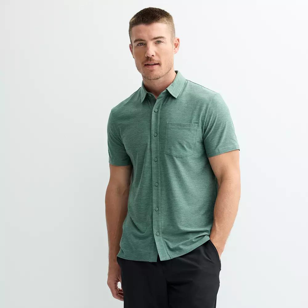 Men's FLX Wander Button Down Polo, Size: Small, Aspen Green Product Image
