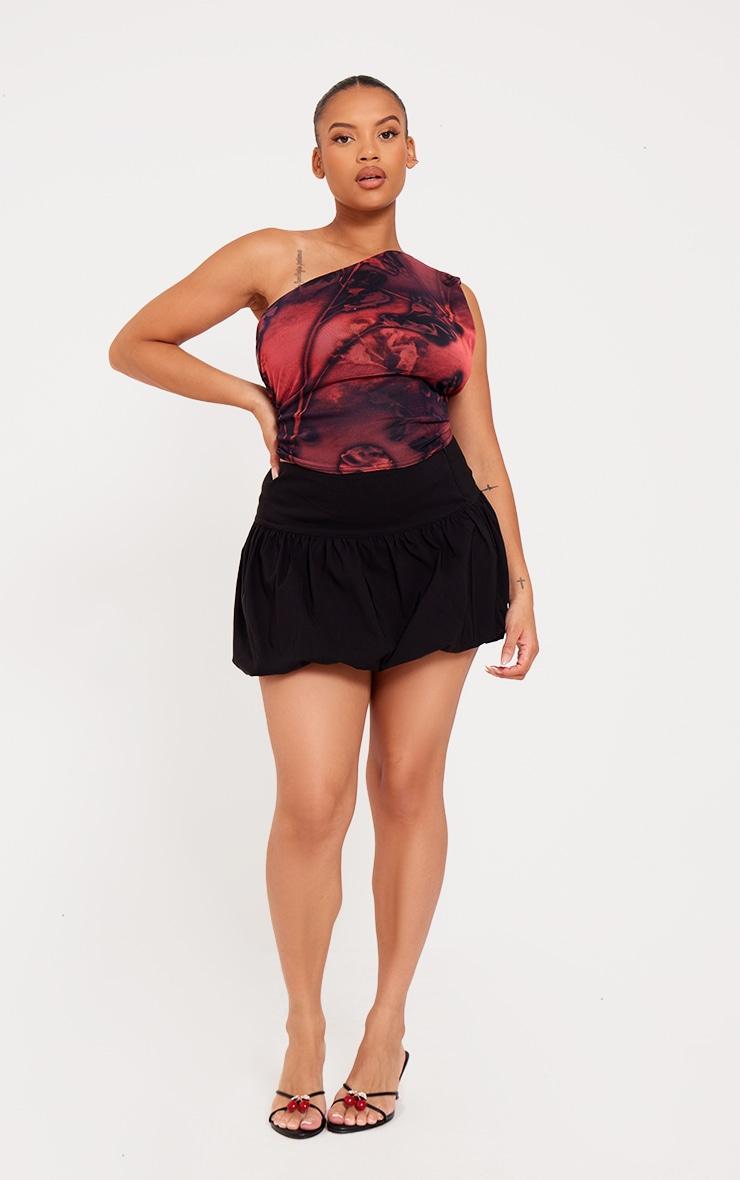  Plus Burgundy Paisley Print Asymmetric Mesh Top Product Image