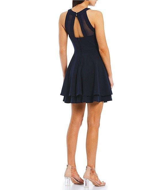 Honey and Rosie Halter Neck Illusion-Waist Double Hem Fit-And-Flare Dress Product Image