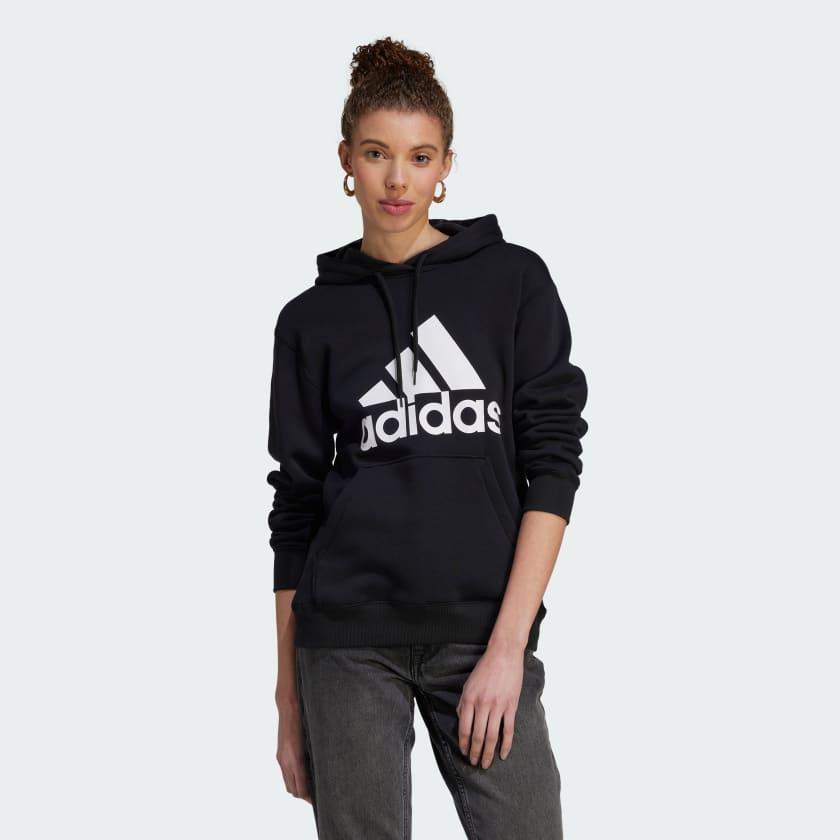 adidas Essentials Big Logo Regular Fleece Hoodie Sandy Pink XL Womens Product Image