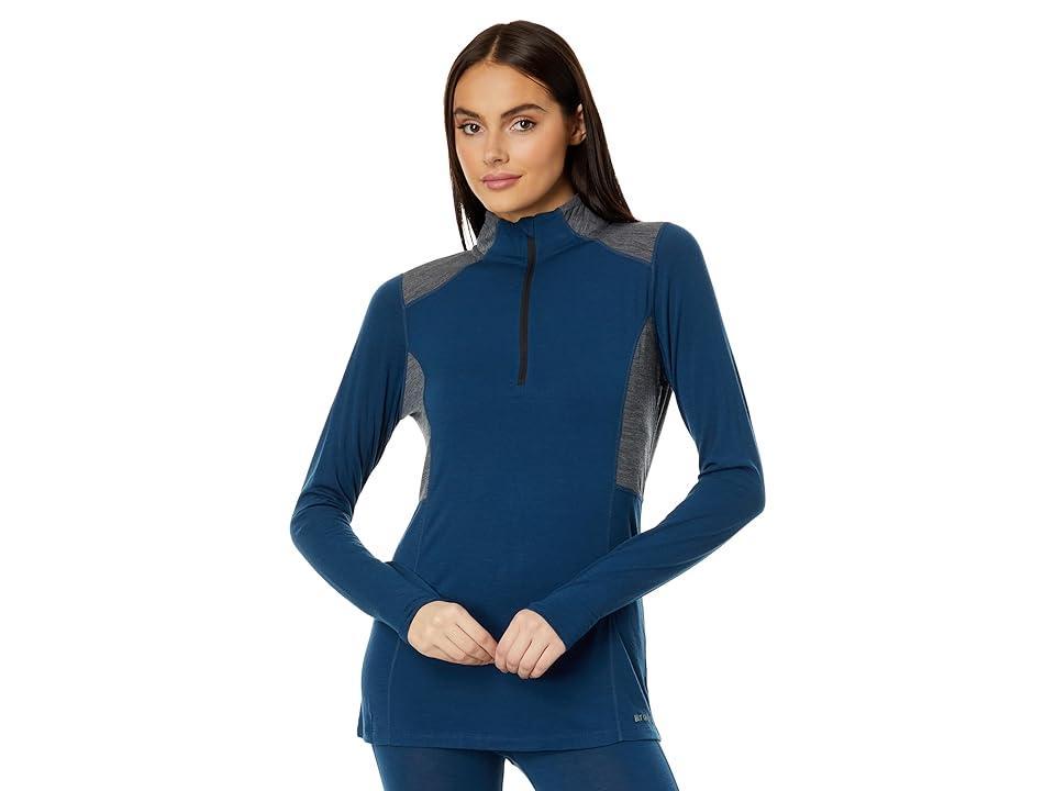 Hot Chillys Clima-Wool Zip-T Grey) Women's Clothing Product Image