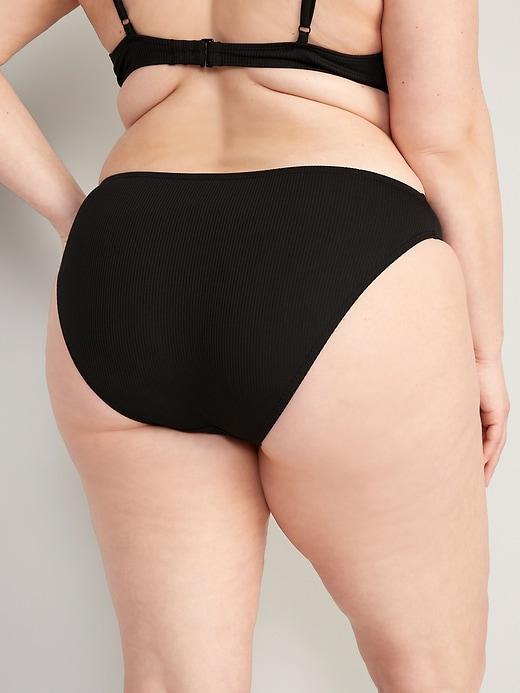 High-Waisted French-Cut Ribbed Bikini Swim Bottoms Product Image