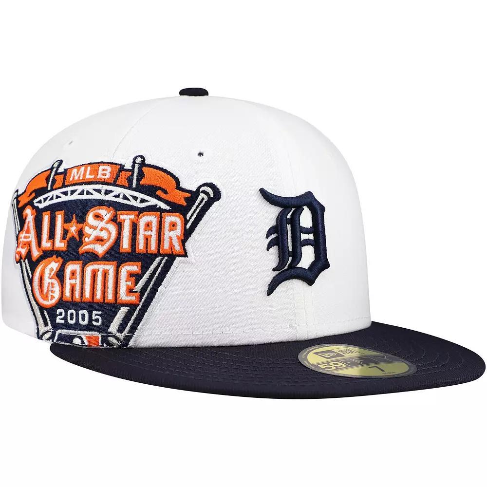 Men's New Era White/Navy Detroit Tigers Major Sidepatch 59FIFTY Fitted Hat, Size: 7 3/8 Product Image
