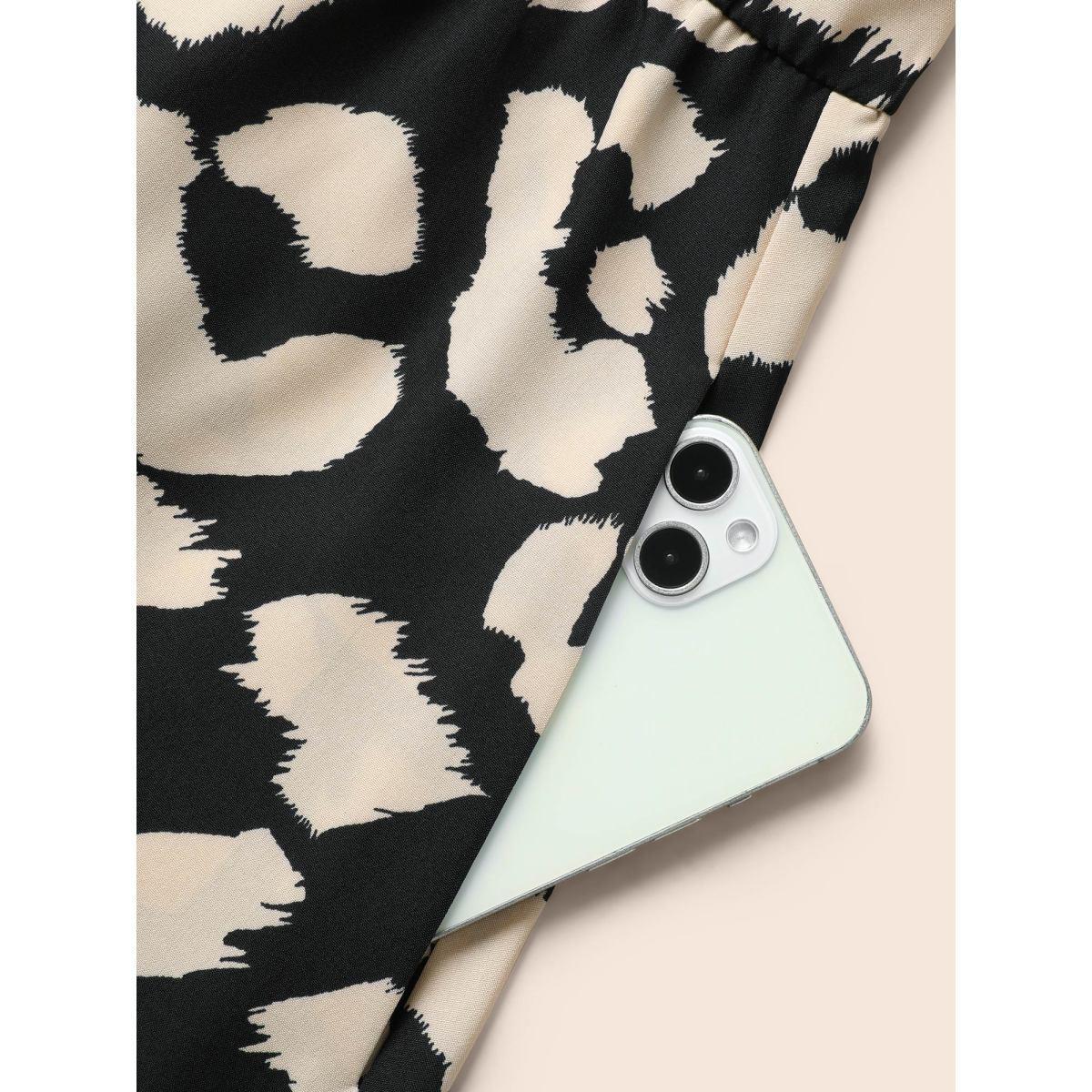 Plus Size Leopard Print Back Tie Knot Tank Dress Black Women At the Office Tie knot Round Neck Sleeveless Curvy BloomChic 26/4X Product Image