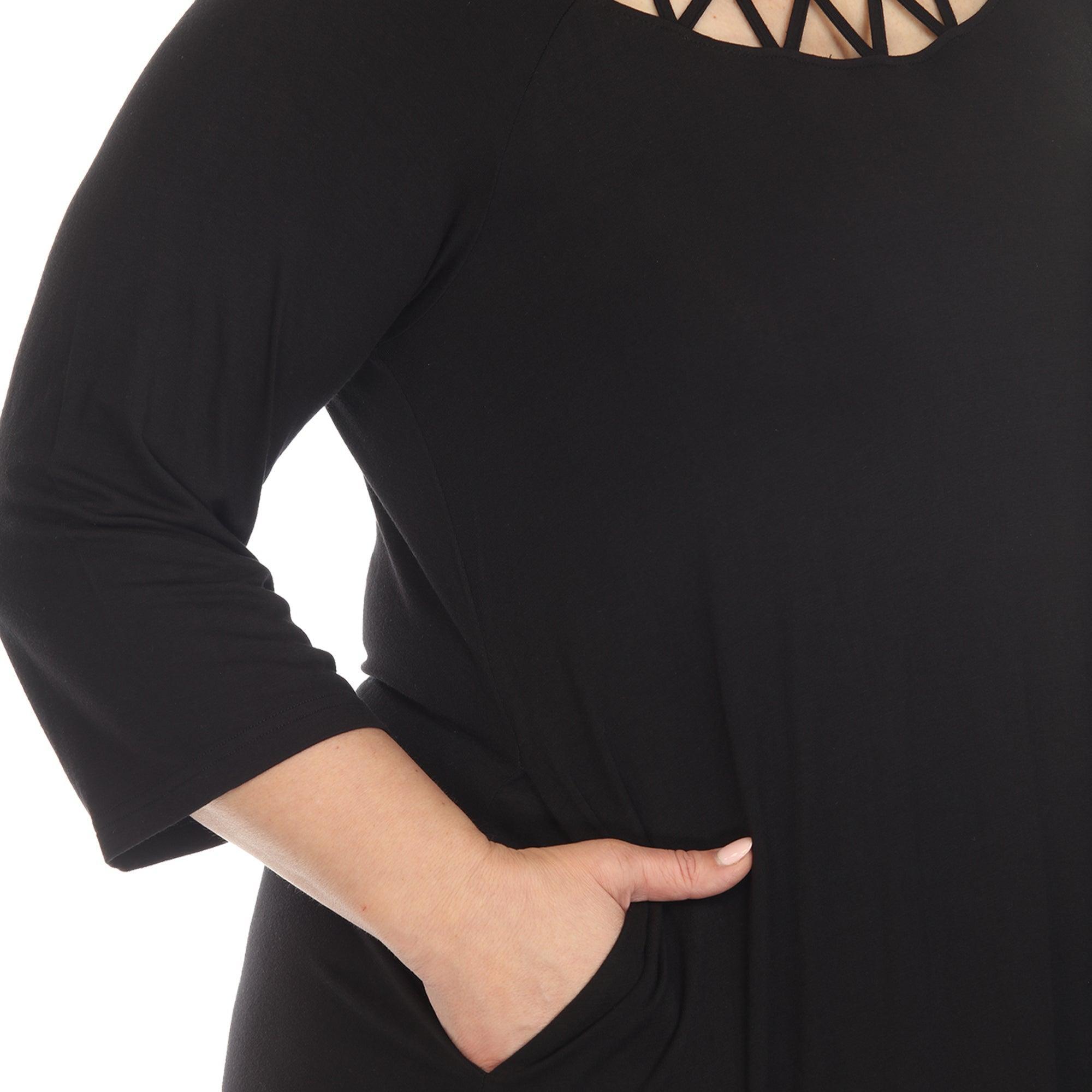 Criss Cross Neckline Swing Midi Dress - Plus Product Image