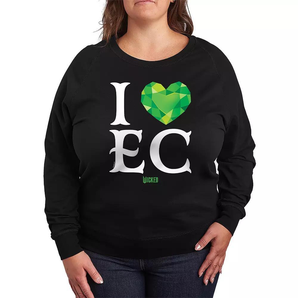Plus Size Wicked I Heart Emerald City French Terry Long Sleeve Tee, Womens Product Image